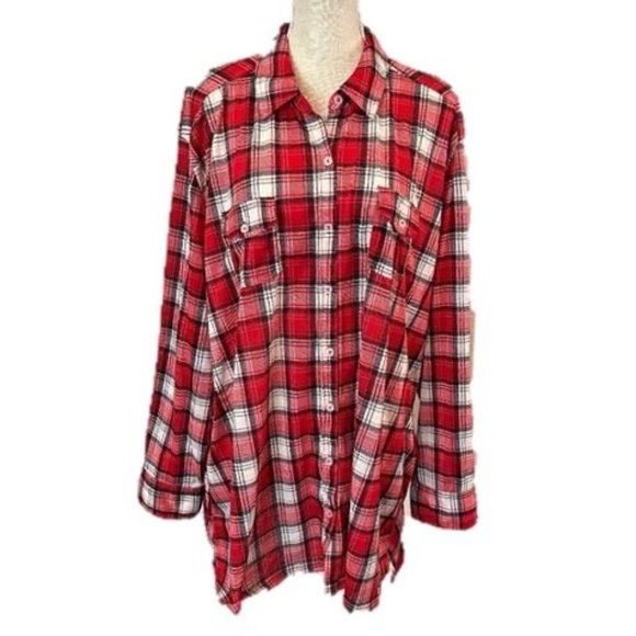 French Laundry Tops - FRENCH LAUNDRY Women's Plaid Shirt - 3X